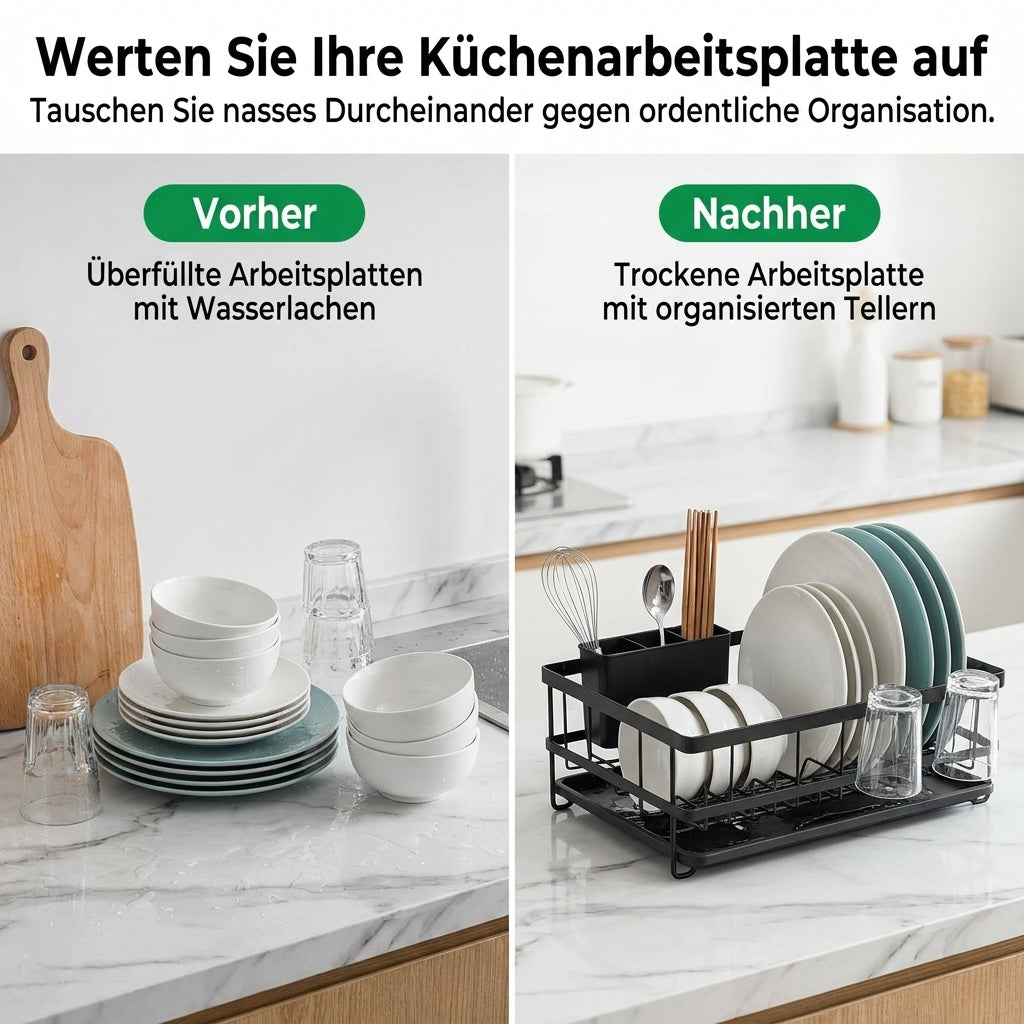 ✨ JETZT 50 % RABATT! !✨Mehrschichtige Küchen-Abtropfgestell und Aufbewahrungsorganizer für Geschirr mit Stahlrahmen