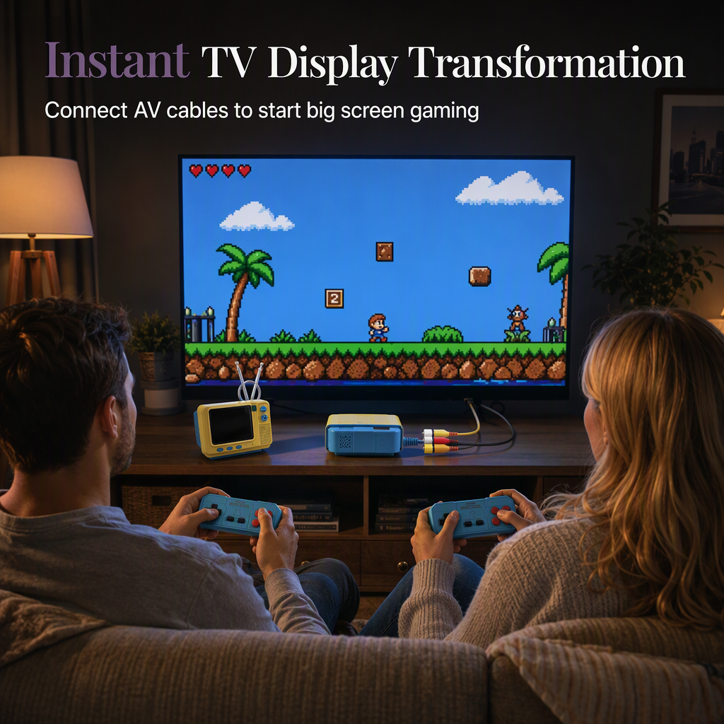 Klassische Retro Mini TV-Spielekonsole GV300S – Nostalgische kabellose Handheld-Konsole mit TF-Kartenversion