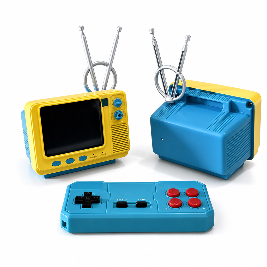 Klassische Retro Mini TV-Spielekonsole GV300S – Nostalgische kabellose Handheld-Konsole mit TF-Kartenversion