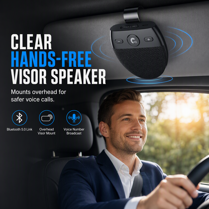 📢📢50% RABATT !!⏰SP11 Auto-Sonnenblende Bluetooth Freisprecheinrichtung mit vibrationsaktiviertem automatischem Einschalten, A2DP-Unterstützung und Sprachansage der Anrufer-ID