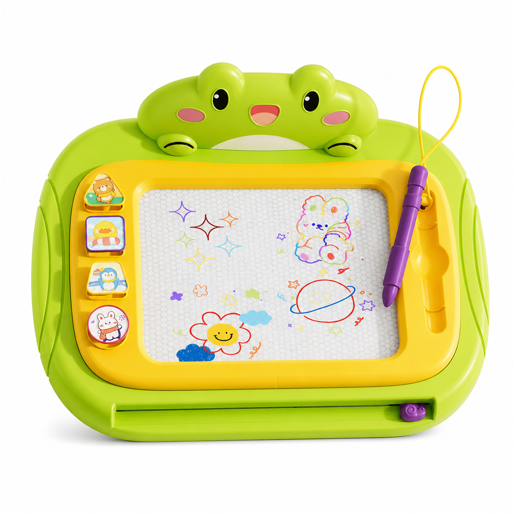 🎨 Magnetisches Zeichenbrett für Kinder – bunter, abwischbarer Zeichenblock mit Stift und 4 Stempeln