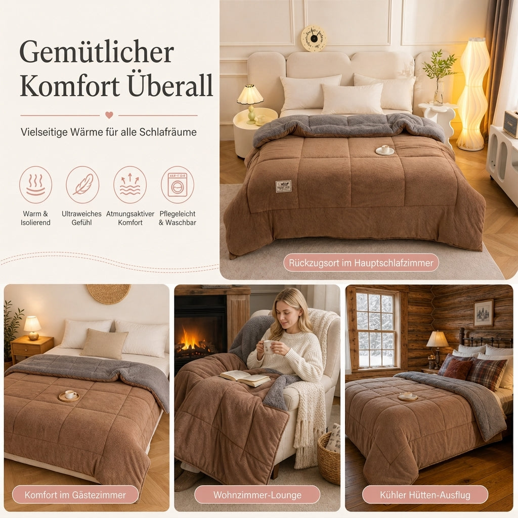 🛏️ Nur kurze Zeit 50% Rabatt! Dicke gesteppte Winterdecke aus Schneeflocken-Samt, kuschelig warm ❄️