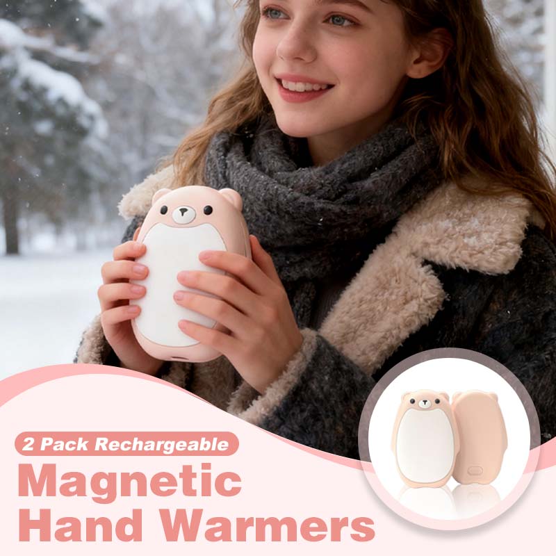 2er-Pack Wiederaufladbare Magnetische Handwärmer im Niedlichen Bären-Design