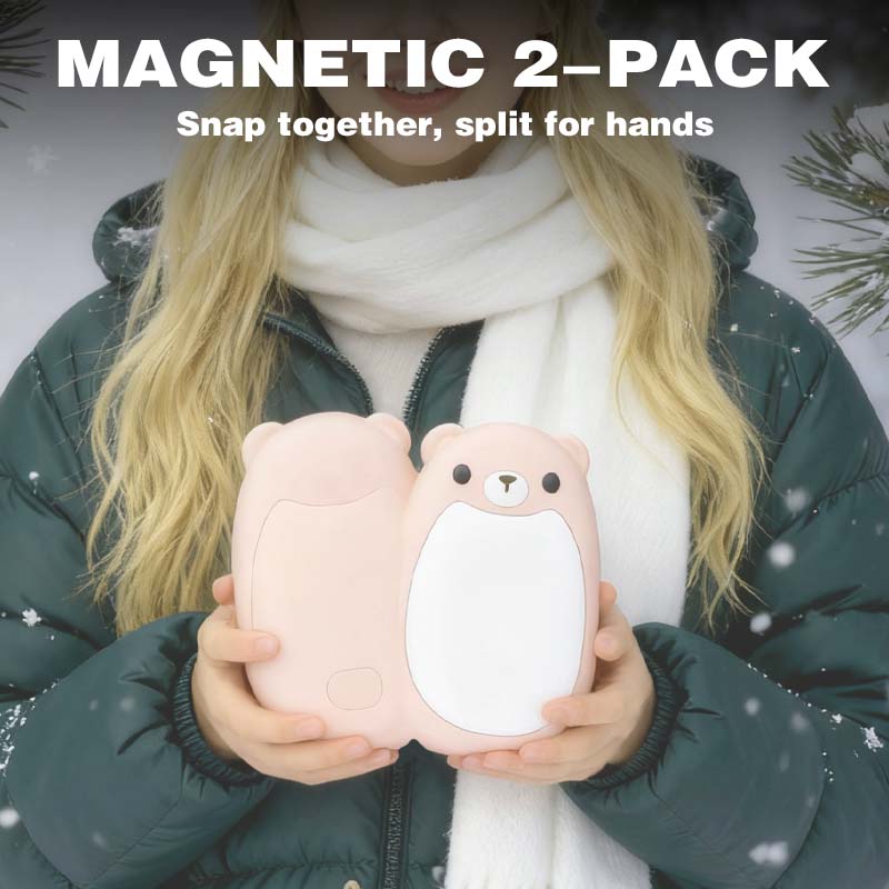 2er-Pack Wiederaufladbare Magnetische Handwärmer im Niedlichen Bären-Design