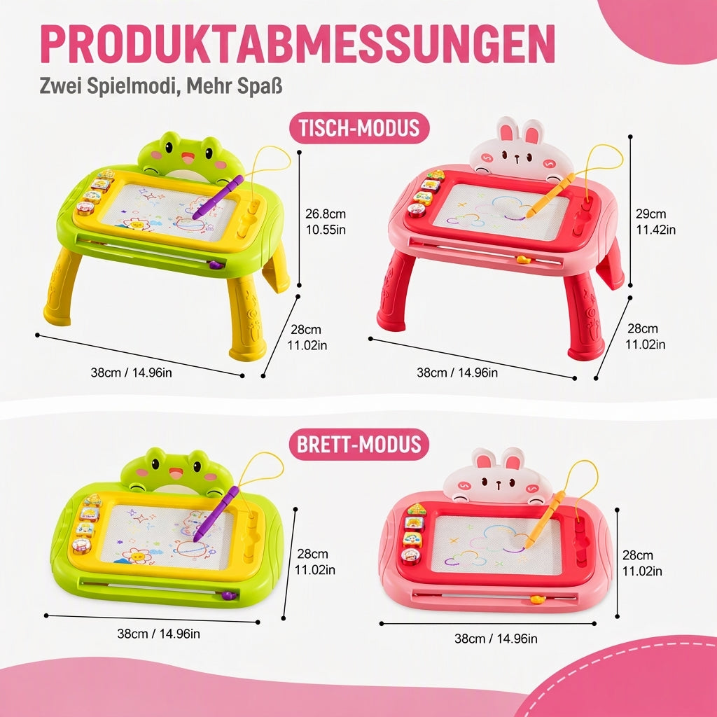 🎨 Magnetisches Zeichenbrett für Kinder – bunter, abwischbarer Zeichenblock mit Stift und 4 Stempeln