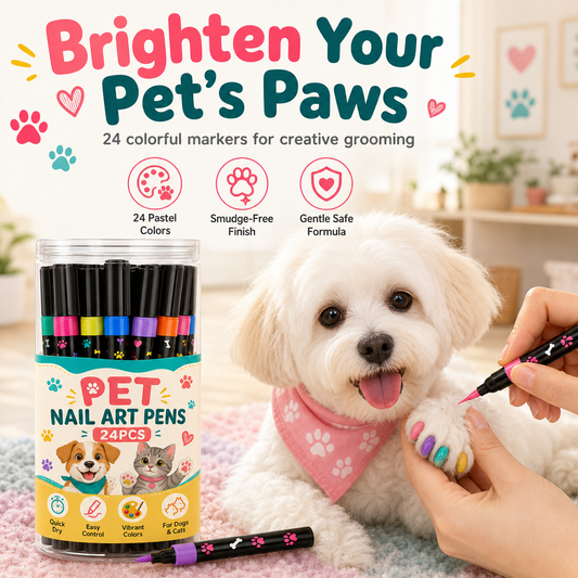 🐾 NUR FÜR KURZE ZEIT 50% RABATT! 🎨 24 Farben Haustier-Nagelstifte – Schnelltrocknend, auf Wasserbasis, einfache Anwendung ✨