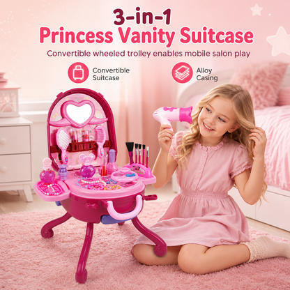 📢📢 50 % RABATT🎀Schminkkoffer mit Spiel-Schminktisch für Kinder – Tragbares Rollenspiel-Set für Mädchen