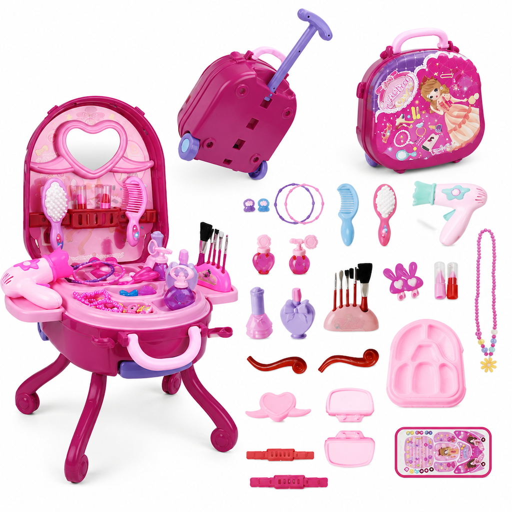 📢📢 50 % RABATT🎀Schminkkoffer mit Spiel-Schminktisch für Kinder – Tragbares Rollenspiel-Set für Mädchen