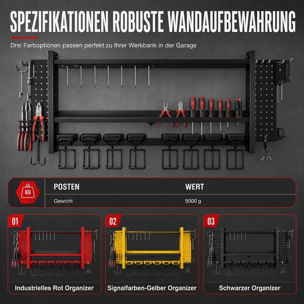 📢📢 50 % RABATT 🛠️ Wandmontiertes Werkzeugregal aus Stahl – Bohrer & Werkzeuge platzsparend aufbewahren