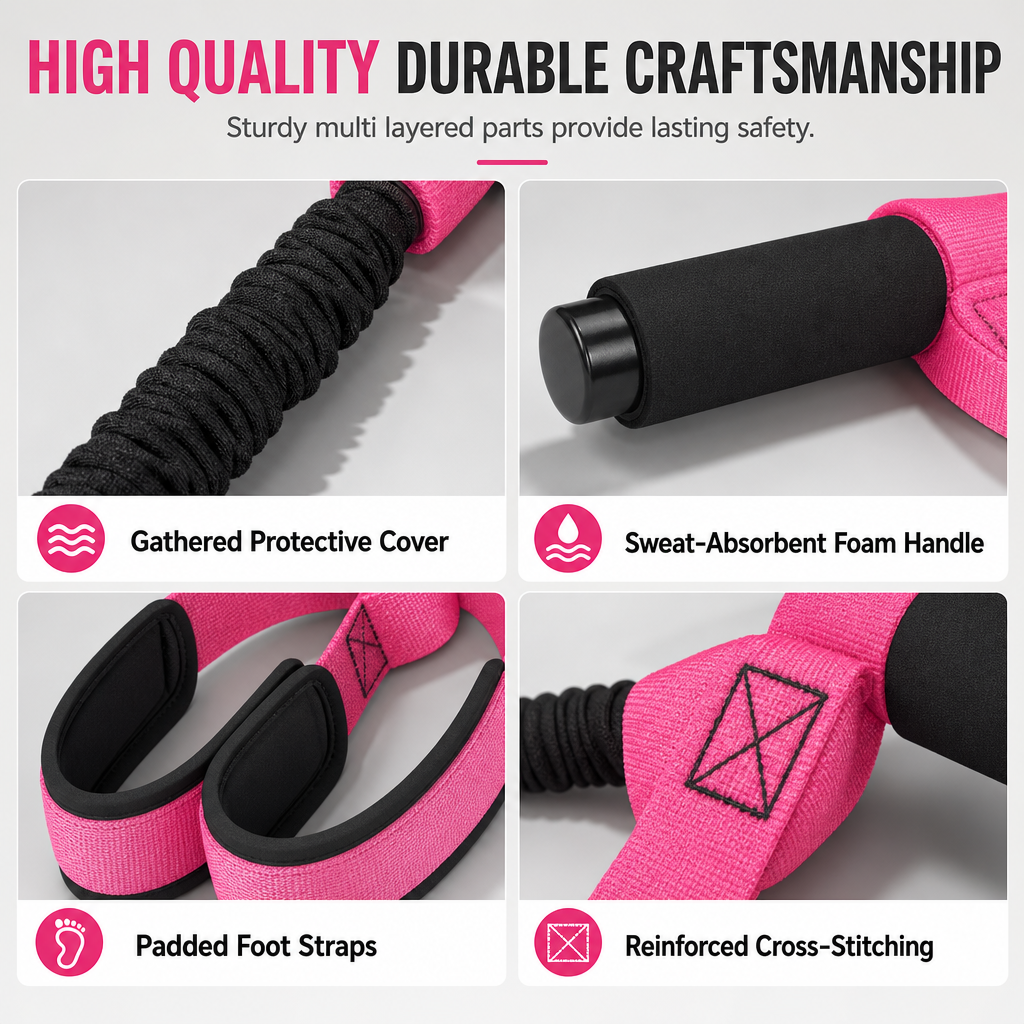50% RABATT! 🏋️ Pedal-Widerstandsband 55 lbs – elastisches Zugseil für Bauch, Beine & Po, ideal für Zuhause