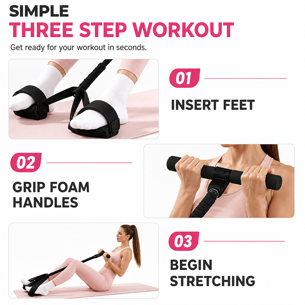 50% RABATT! 🏋️ Pedal-Widerstandsband 55 lbs – elastisches Zugseil für Bauch, Beine & Po, ideal für Zuhause