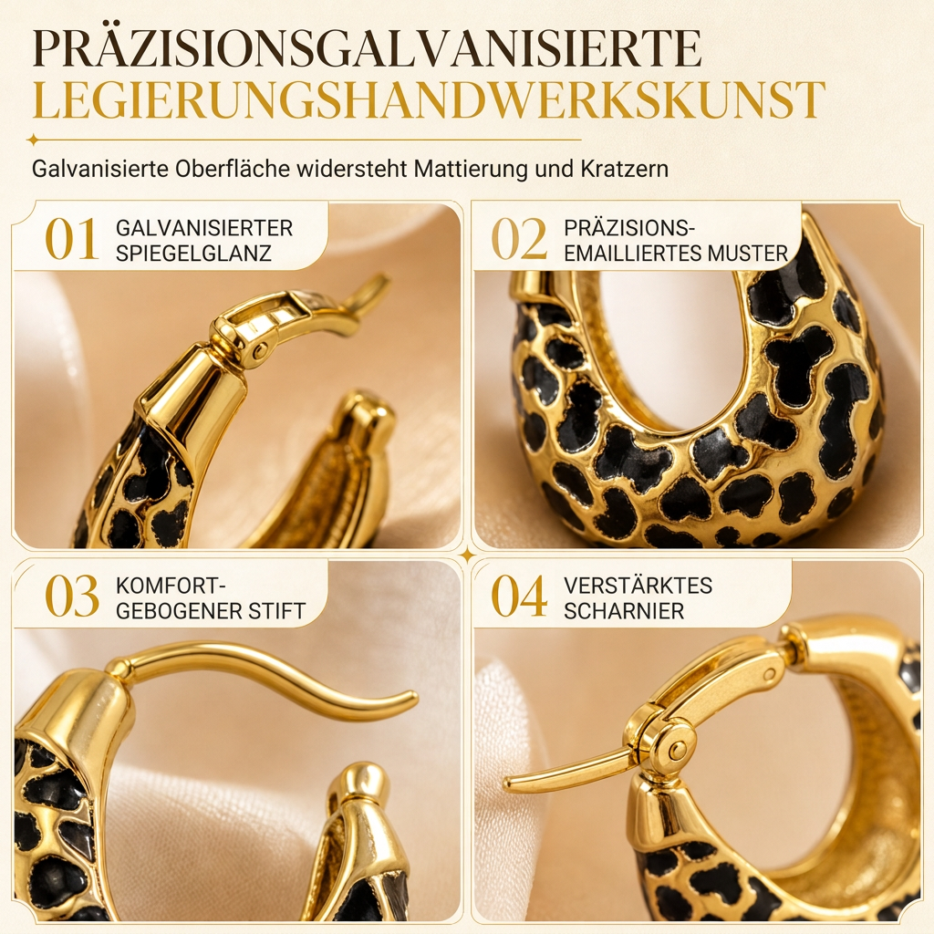 🔥50% RABATT!! 📢🐆 Vintage Leopardenmuster U-förmige Huggie Creolen – Verleihen Sie Alltagsoutfits einen kühnen Retro-Touch, leicht und bequem  ✨