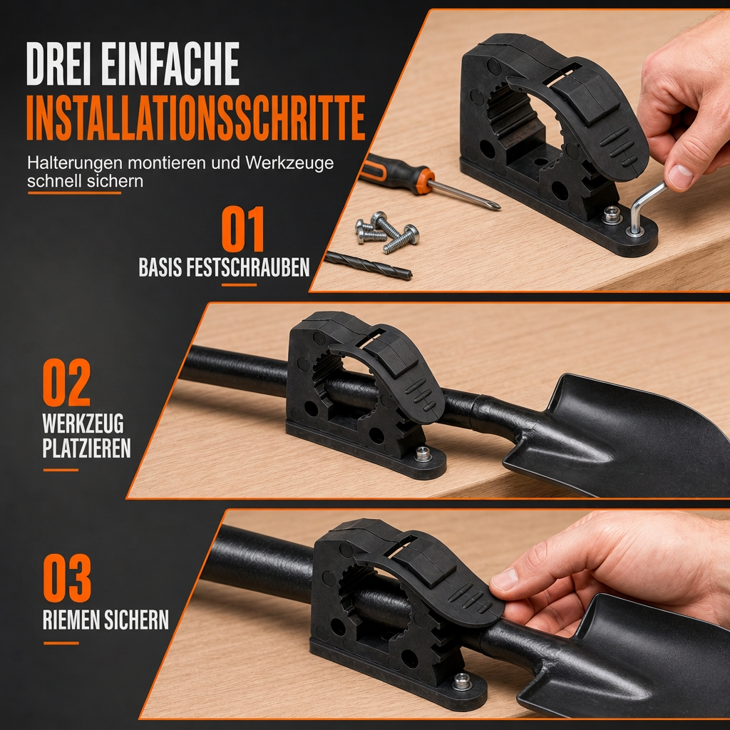 📢📢50% RABATT !!⏰Schnellinstallationswerkzeug-Klemmen Stabile Montagehalterungen für 3-4cm-Werkzeuge in Fahrzeugen und im Innenbereich