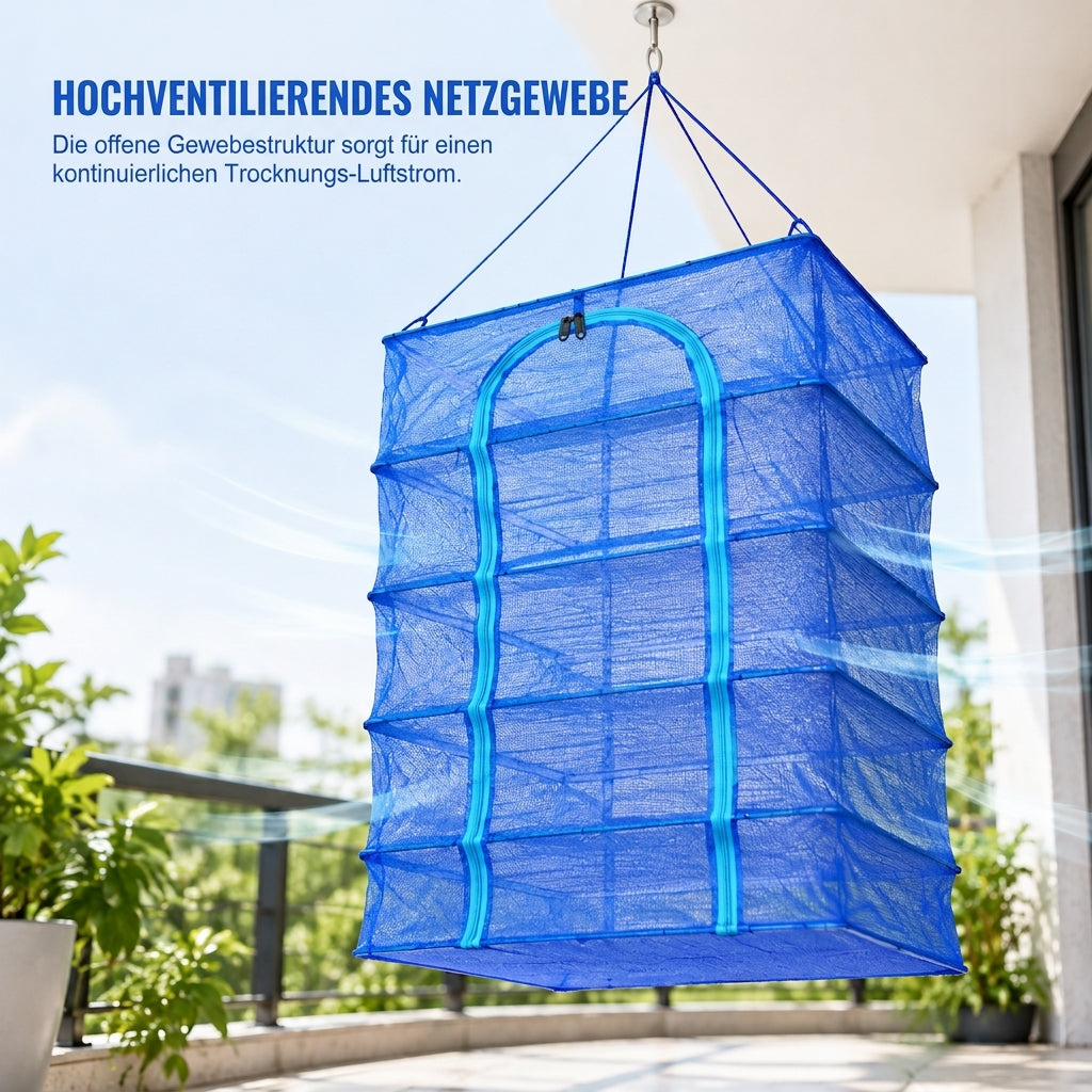 Mehrschichtiges, faltbares, hängendes Netz-Trocknungsgestell aus Nylon mit Haken, verdickt, Mücken- und Fliegenschutz