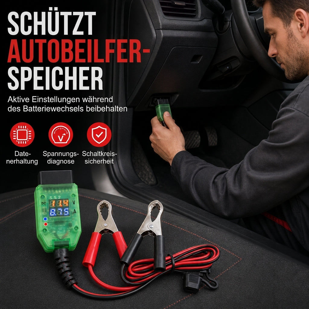 🚗 50% RABATT! 🔋 OBDII 12V Speicher-Backup – Mit Spannungsanzeige ✨