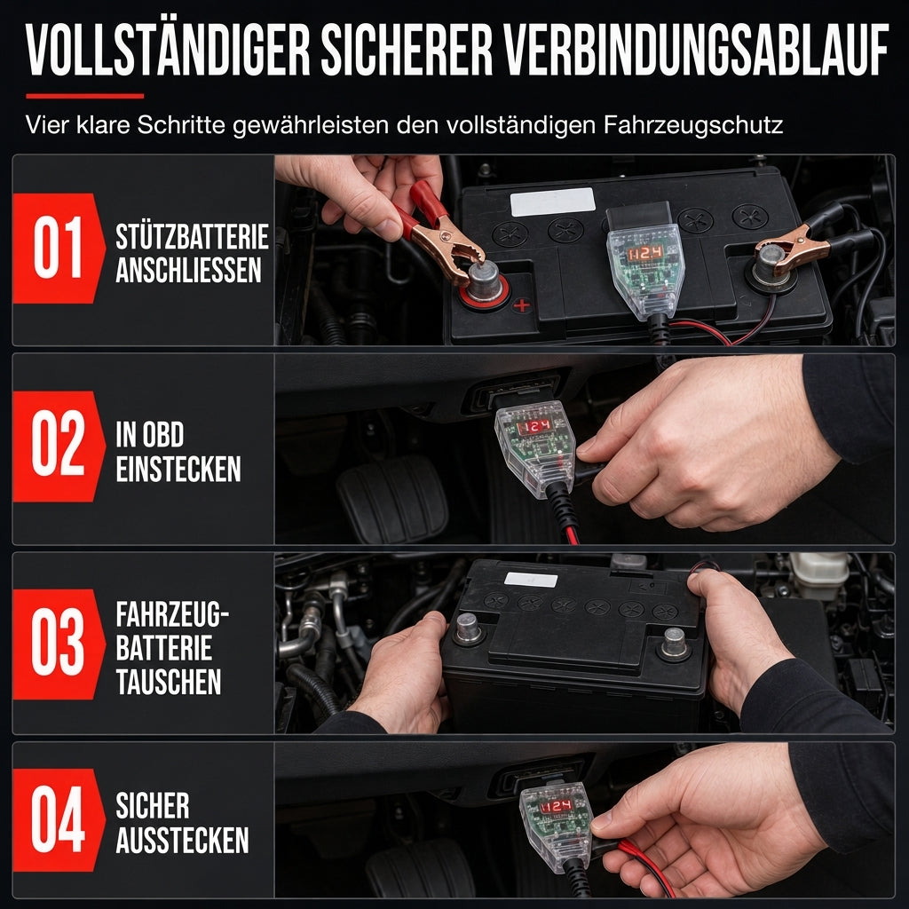 🚗 50% RABATT! 🔋 OBDII 12V Speicher-Backup – Mit Spannungsanzeige ✨